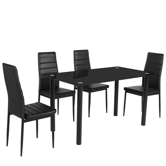 Σετ Τραπεζαρίας (4+1) ArteLibre TAGETES Μαύρο 120x70x75cm - Hippiehome.gr