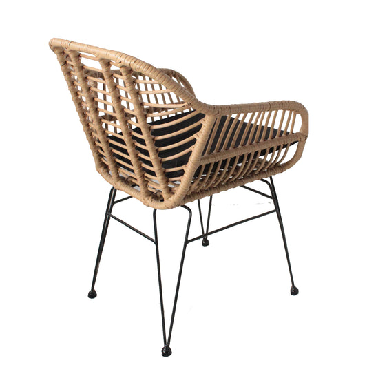 Καρέκλα Κήπου ArteLibre ACTORIUS Φυσικό/Μαύρο Μέταλλο/Rattan 57x53x81cm - Hippiehome.gr