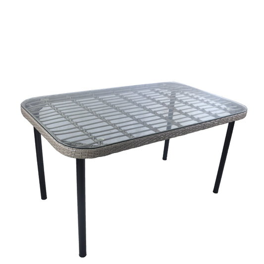 Τραπέζι Κήπου ArteLibre AMPIUS Γκρι/Μαύρο Μέταλλο/Rattan/Γυαλί 160x90x73cm - Hippiehome.gr