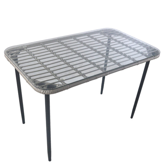 Τραπέζι Κήπου ArteLibre ANNIUS Γκρι/Μαύρο Μέταλλο/Rattan/Γυαλί 120x70x78cm - Hippiehome.gr