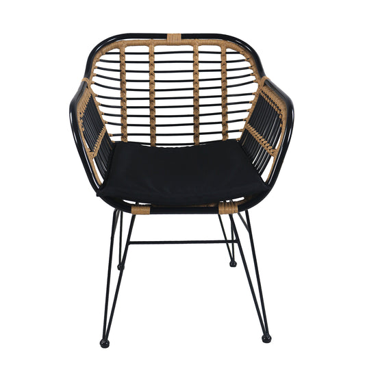 Καρέκλα Κήπου ArteLibre ATINIUS Φυσικό/Μαύρο Μέταλλο/Rattan 58x62x82cm - Hippiehome.gr