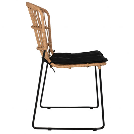 Καρέκλα Κήπου ArteLibre ALFENUS Φυσικό/Μαύρο Rattan/Μέταλλο 50x55x84cm - Hippiehome.gr