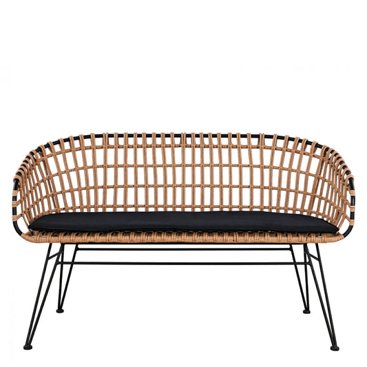 Καναπές Κήπου ArteLibre ARVENIUS Φυσικό/Μαύρο Rattan 124x57x77cm - Hippiehome.gr