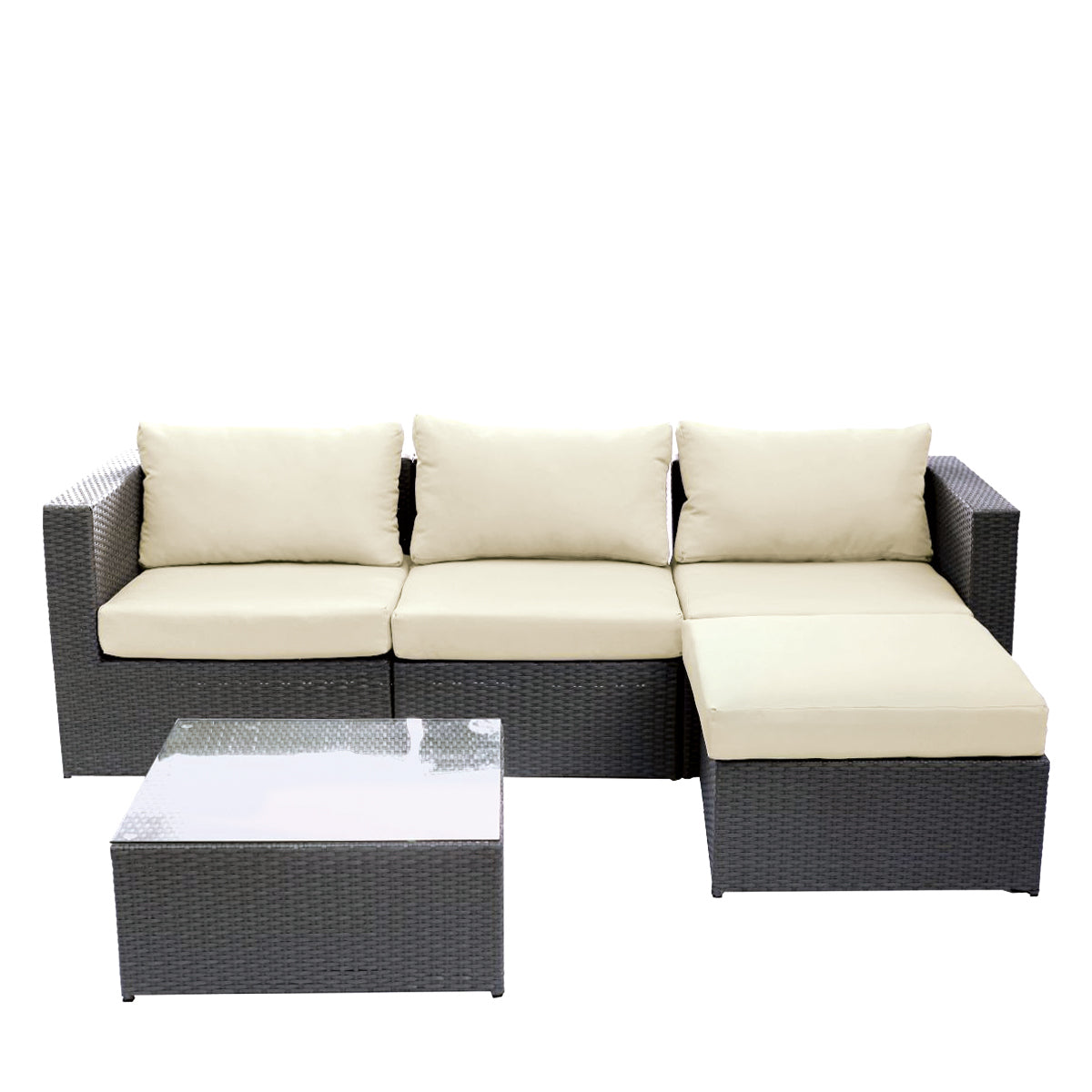 Σετ Σαλόνι Κήπου ArteLibre HAITI Σκούρο Γκρι Μέταλλο/Rattan 3θ. Καναπές+Τραπεζάκι+Υποπόδιο - Hippiehome.gr