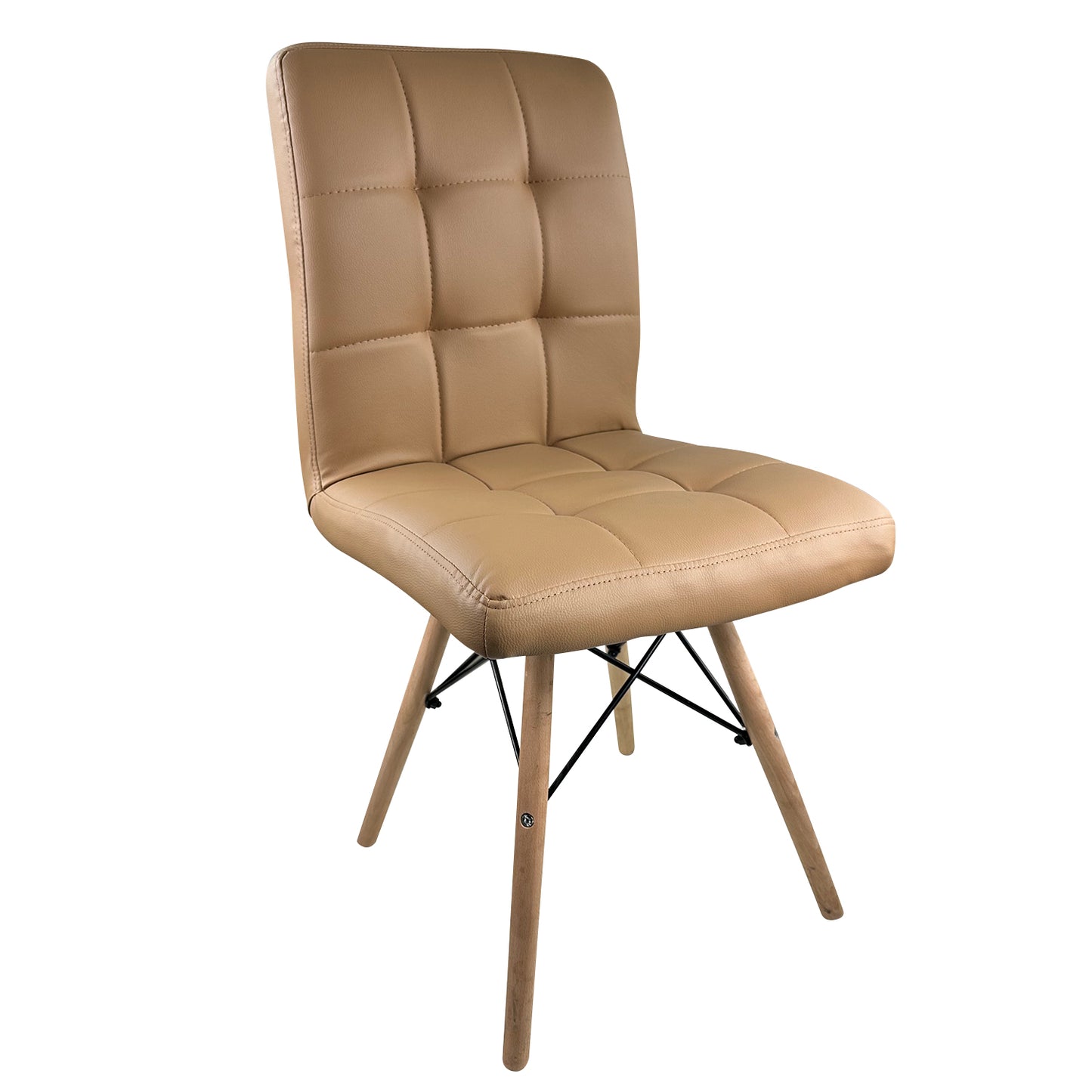 Καρέκλα Τραπεζαρίας ArteLibre CUPPLESSUS Cappuccino/Φυσικό PU/Ξύλο 43x55x86cm - Hippiehome.gr