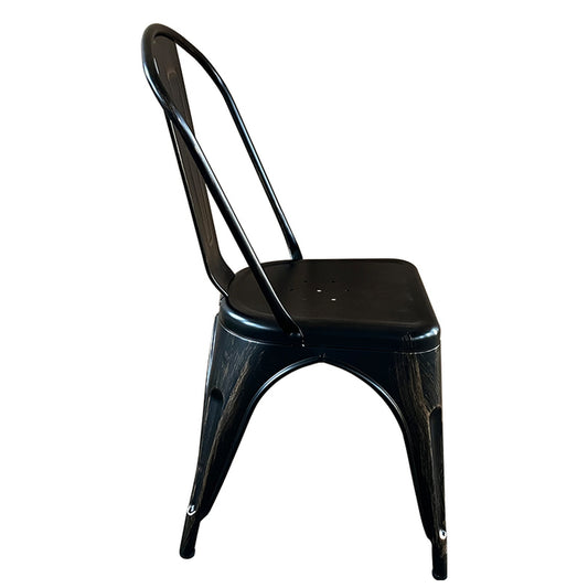 Καρέκλα ArteLibre Βιομηχανικού Τύπου Vintage TOLIKO Μαύρο Αντικέ Μέταλλο 44x49x84cm - Hippiehome.gr