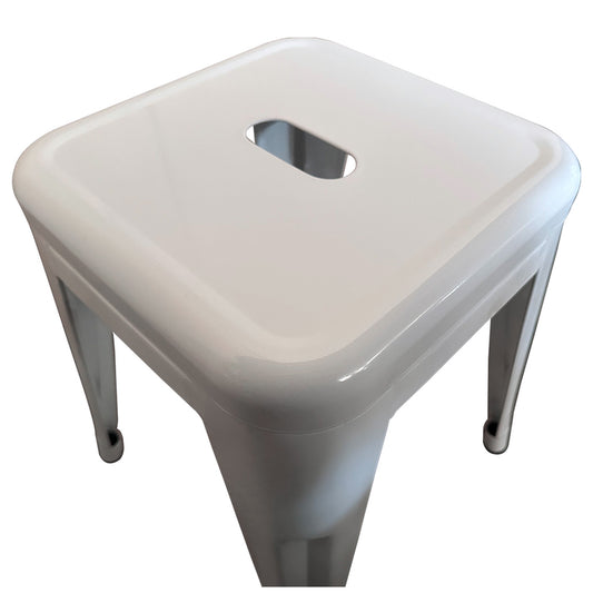 Σκαμπό ArteLibre Βιομηχανικού Τύπου Vintage VELINO Λευκό Μέταλλο 38x38x45cm - Hippiehome.gr