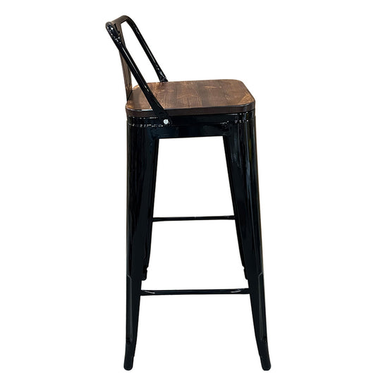 Σκαμπό Bar ArteLibre Βιομηχανικού Τύπου Vintage MOLERO II Μαύρο/Καφέ Μέταλλο/Ξύλο 44x44x94cm - Hippiehome.gr