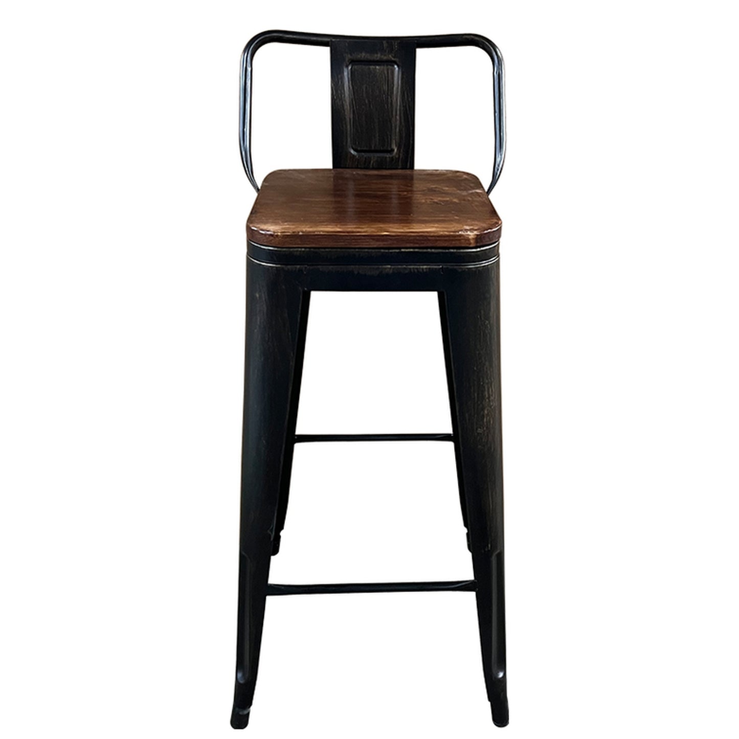 Σκαμπό Bar ArteLibre Βιομηχανικού Τύπου Vintage MOLERO II Μαύρο Αντικέ/Καφέ Μέταλλο/Ξύλο 44x44x94cm - Hippiehome.gr