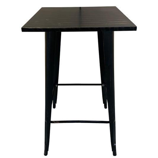 Τραπέζι Bar ArteLibre Βιομηχανικού Τύπου Vintage ARTEKTO Μαύρο Αντικέ Μέταλλο/Ξύλο 60x60x103cm - Hippiehome.gr