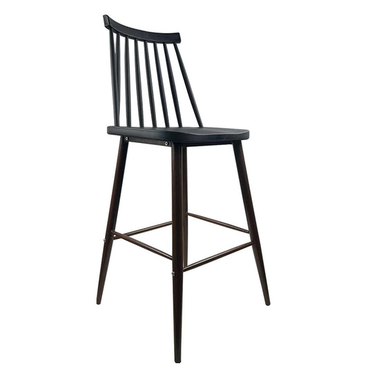 Σκαμπό Bar ArteLibre MARANTA Μαύρο/Καρυδί PP/Μέταλλο 45x46x97cm - Hippiehome.gr