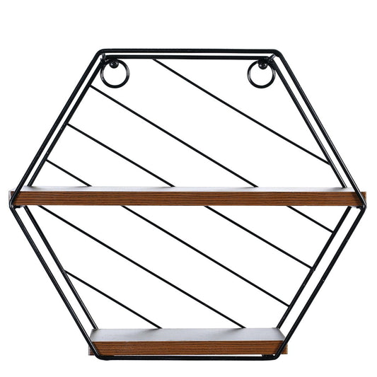 Ράφι Τοίχου ArteLibre SALERNO Μαύρο/Καφέ MDF/Μέταλλο 31x11x27cm - Hippiehome.gr