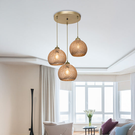 Φωτιστικό οροφής τρίφωτο PWL-1121 pakoworld Ε27 μπεζ-χρυσό Φ40x80εκ - Hippiehome.gr