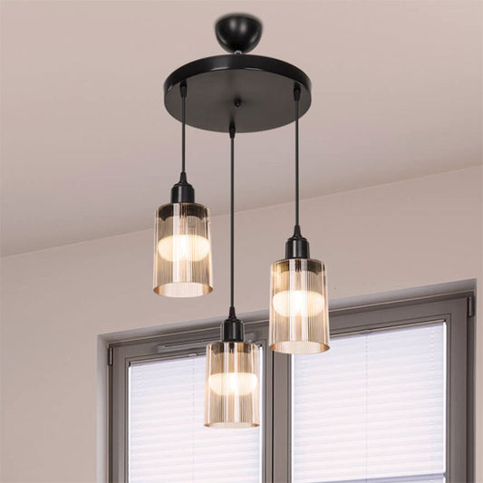 Φωτιστικό οροφής τρίφωτο PWL-1195 pakoworld Ε27 μαύρο-amber Φ30x80εκ - Hippiehome.gr