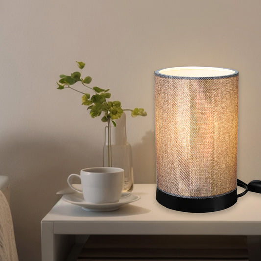 Επιτραπέζιο φωτιστικό Fana pakoworld ύφασμα σε γκρι απόχρωση Φ14x21εκ - Hippiehome.gr