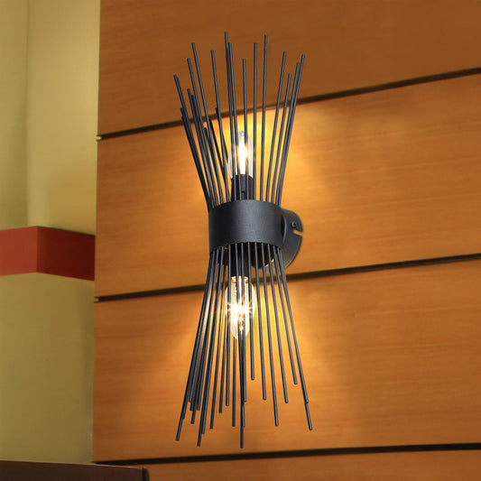 Φωτιστικό τοίχου-απλίκα δίφωτο Candil pakoworld Ε14 σε μαύρη απόχρωση 17x20x45εκ - Hippiehome.gr