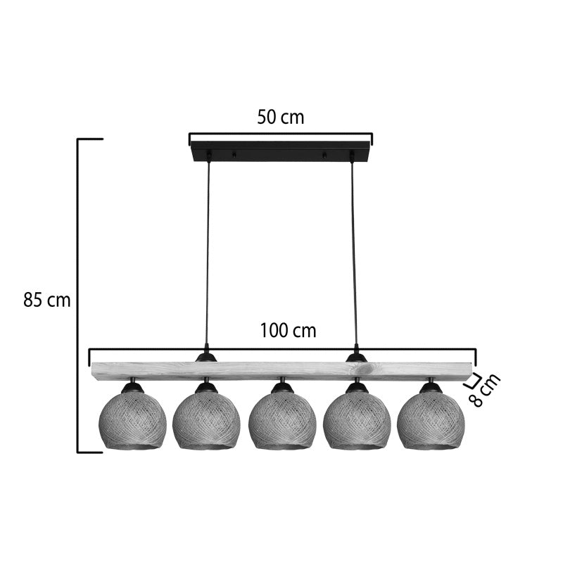 Φωτιστικό οροφής πεντάφωτο Salote pakoworld Ε27 σε καφέ-φυσική απόχρωση 100x18x24εκ - Hippiehome.gr