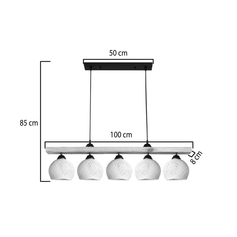 Φωτιστικό οροφής πεντάφωτο Salote pakoworld Ε27 σε καφέ-κρέμα απόχρωση 100x18x24εκ - Hippiehome.gr