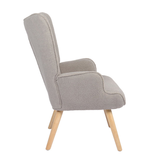 Πολυθρόνα ArteLibre MARION Γκρι Ύφασμα Μπουκλέ/Ξύλο 73x69x96cm - Hippiehome.gr