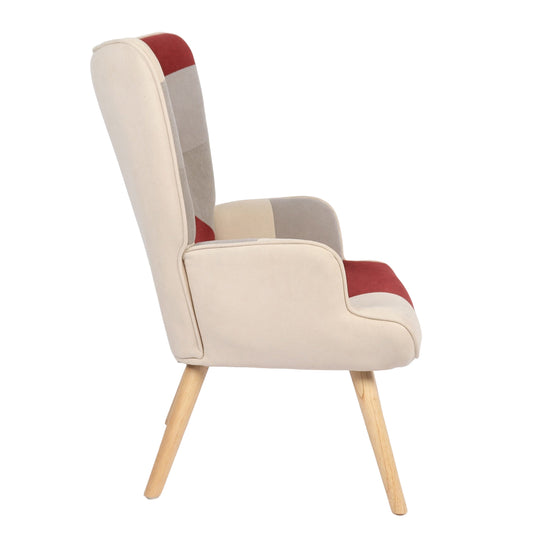 Πολυθρόνα ArteLibre BRIAR Μπορντό/Γκρι Patchwork Ύφασμα/Ξύλο 73x69x96cm - Hippiehome.gr