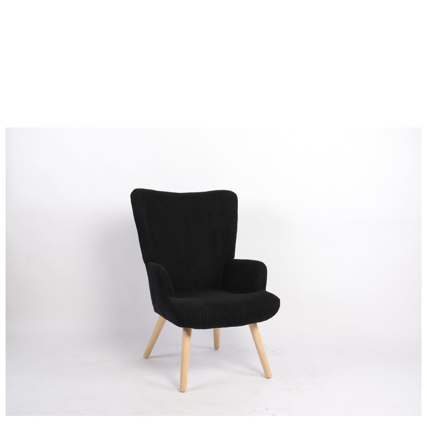 Πολυθρόνα ArteLibre LIRA Μαύρο Ύφασμα Κοτλέ/Ξύλο 94.5x64x70.5cm - Hippiehome.gr