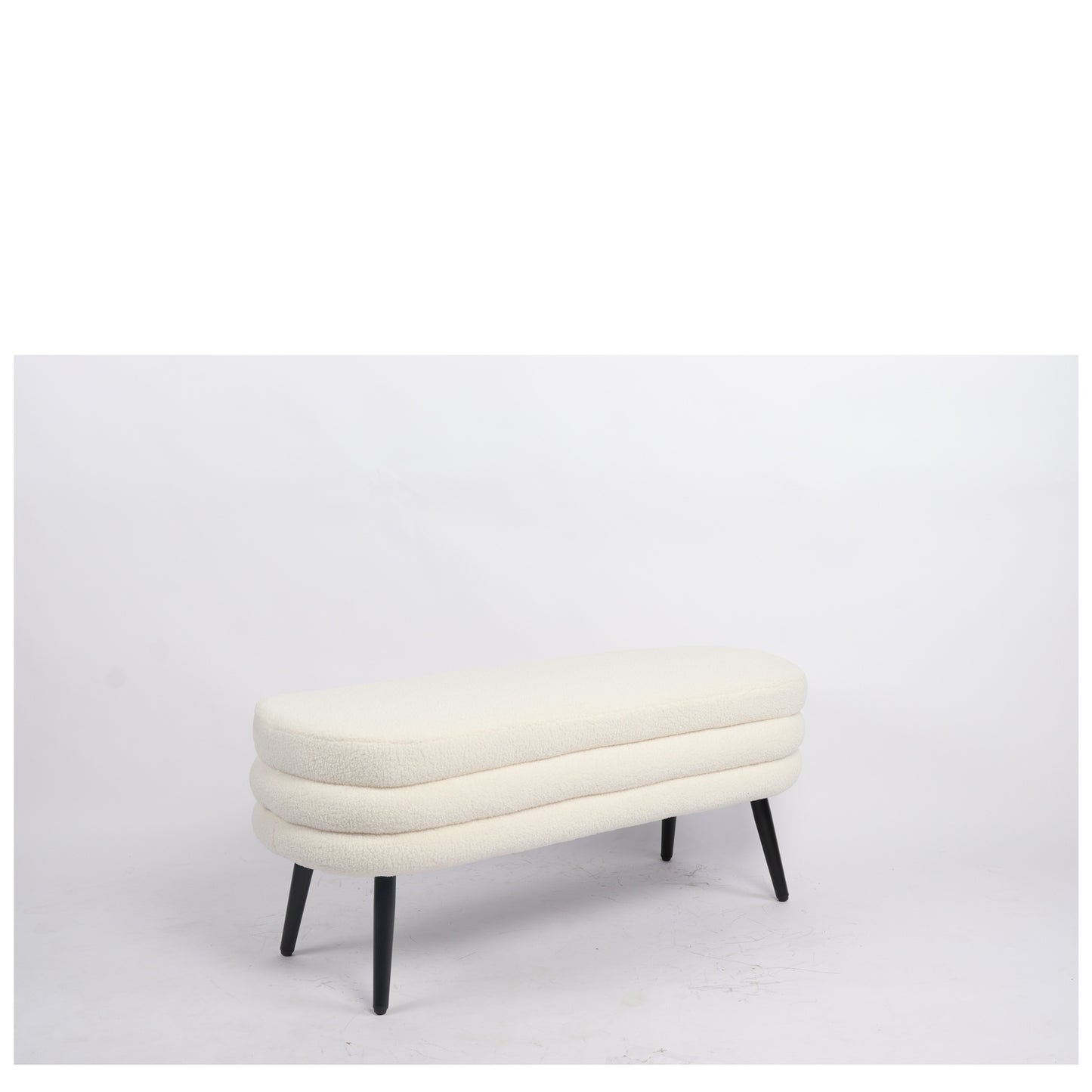 Παγκάκι Ottoman ArteLibre TONDO Λευκό Ύφασμα Teddy/Μέταλλο 42x112x44cm - Hippiehome.gr