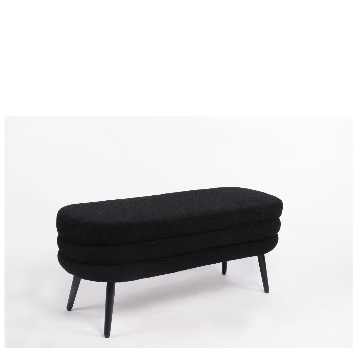 Παγκάκι Ottoman ArteLibre TONDO Μαύρο Ύφασμα Teddy/Μέταλλο 42x112x44cm - Hippiehome.gr