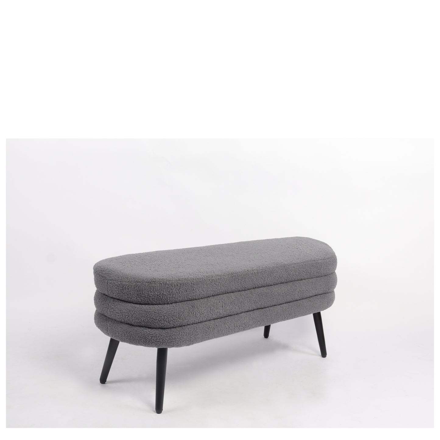 Παγκάκι Ottoman ArteLibre TONDO Γκρι Ύφασμα Teddy/Μέταλλο 42x112x44cm - Hippiehome.gr