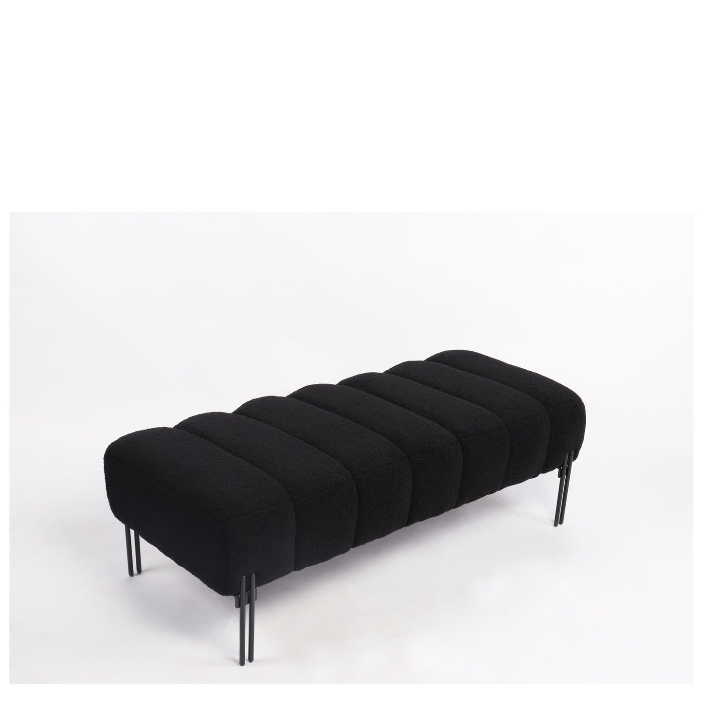 Παγκάκι Ottoman ArteLibre KUBO Μαύρο Ύφασμα Teddy/Μέταλλο 40x116.5x50cm - Hippiehome.gr