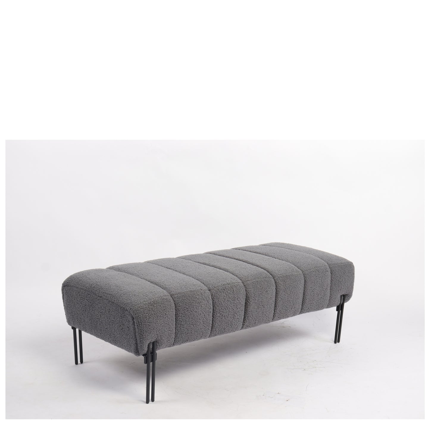Παγκάκι Ottoman ArteLibre KUBO Γκρι Ύφασμα Teddy/Μέταλλο 40x116.5x50cm - Hippiehome.gr