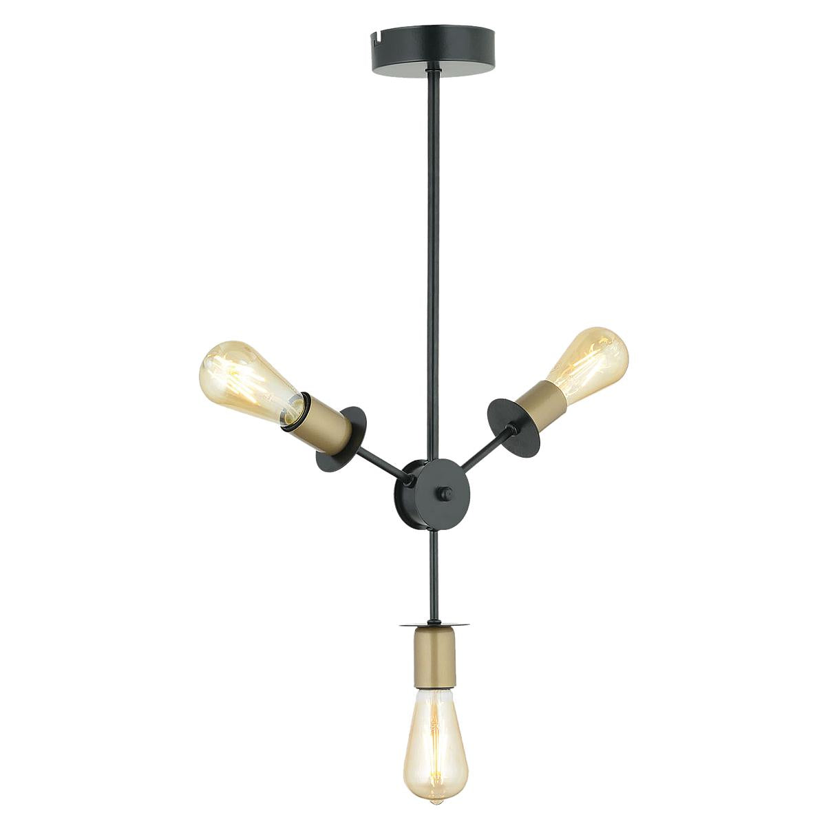 Φωτιστικό Κρεμαστό ArteLibre AKA Τρίφωτο Αντικέ/Μαύρο Μέταλλο 35x52cm - Hippiehome.gr