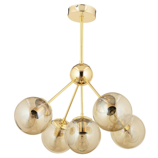 Φωτιστικό Κρεμαστό ArteLibre MEY Πολύφωτο Χρυσό/Μελί Μέταλλο/Γυαλί 59x64cm - Hippiehome.gr