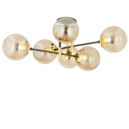 Φωτιστικό Κρεμαστό ArteLibre MAR Πολύφωτο Χρυσό/Μελί Μέταλλο/Γυαλί 70x35cm - Hippiehome.gr