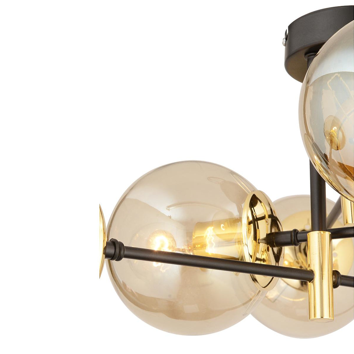 Φωτιστικό Κρεμαστό ArteLibre MAR Πολύφωτο Χρυσό/Μελί Μέταλλο/Γυαλί 70x35cm - Hippiehome.gr