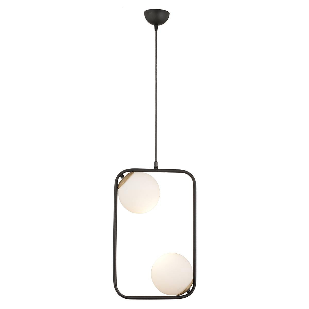 Φωτιστικό Κρεμαστό ArteLibre GAL Μαύρο/Λευκό Μέταλλο/Γυαλί 40x90cm - Hippiehome.gr