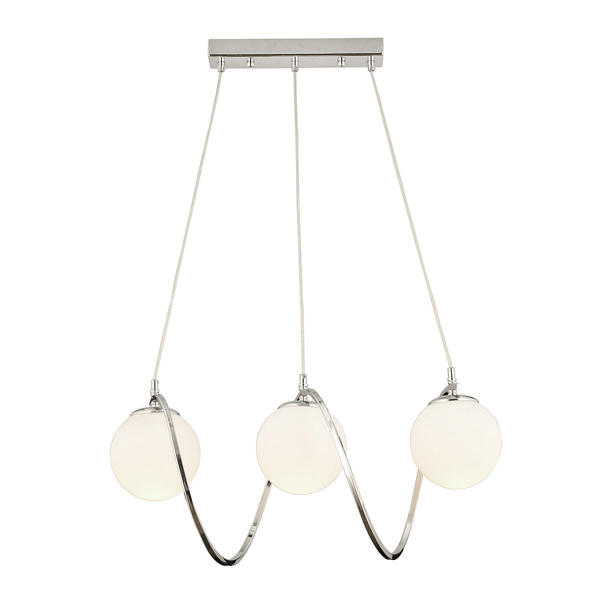 Φωτιστικό Κρεμαστό ArteLibre JAR Τρίφωτο Ασημί/Λευκό Μέταλλο/Γυαλί 60x85cm - Hippiehome.gr