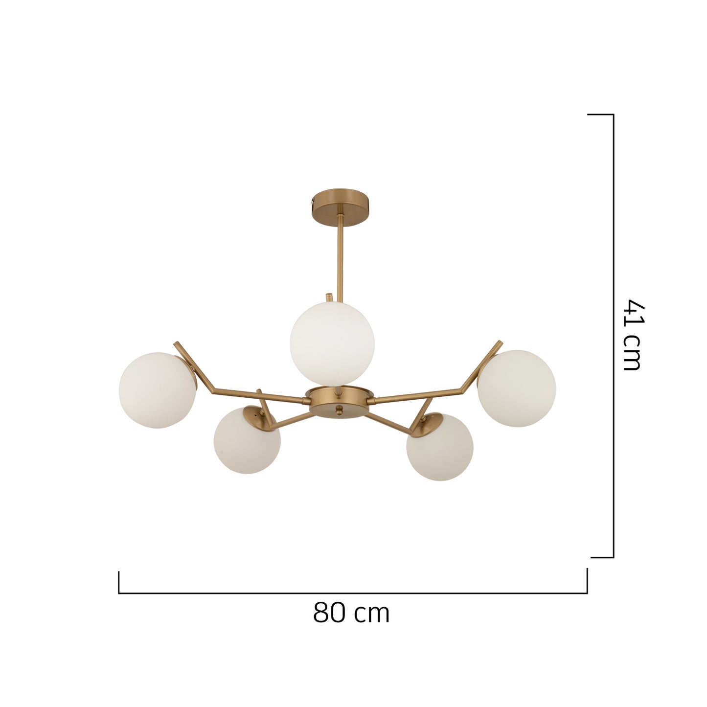 Φωτιστικό Κρεμαστό ArteLibre CRATER Πεντάφωτο Χρυσό/Λευκό Μέταλλο/Γυαλί 80x41cm - Hippiehome.gr
