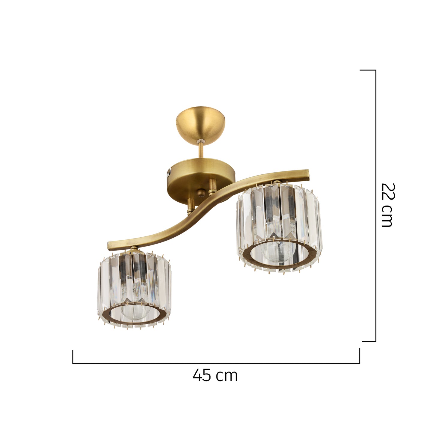 Φωτιστικό Κρεμαστό ArteLibre CIRCINUS Δίφωτο Χρυσό Μέταλλο/Γυαλί 45x22cm - Hippiehome.gr