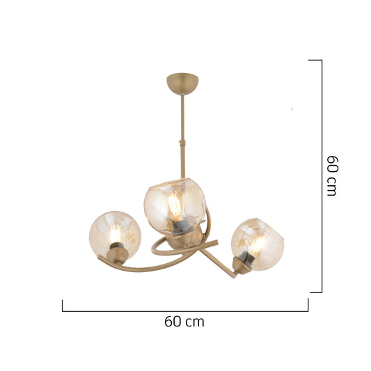 Φωτιστικό Κρεμαστό ArteLibre OCTANS Τρίφωτο Χρυσό/Μελί Μέταλλο/Γυαλί 60x60cm - Hippiehome.gr