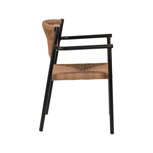 Πολυθρόνα Κήπου ArteLibre INGA Μαύρο/Φυσικό Αλουμίνιο/Rattan 55.5x50x77.5cm - Hippiehome.gr