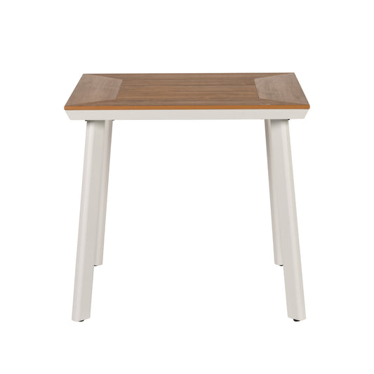 Τραπέζι Κήπου ArteLibre EPUPA Λευκό/Καρυδί Αλουμίνιο/Ξύλο 80x80x73cm - Hippiehome.gr