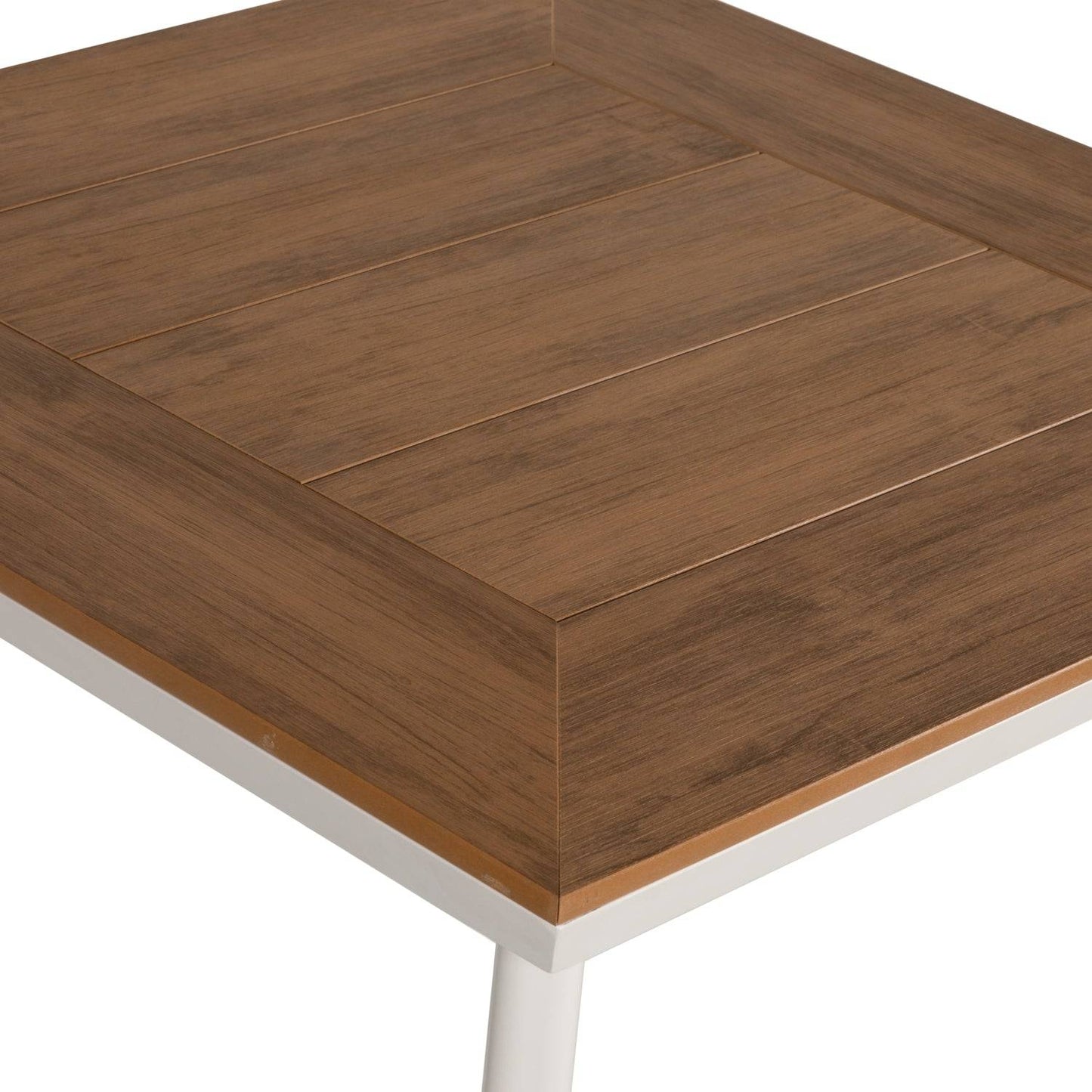 Τραπέζι Κήπου ArteLibre EPUPA Λευκό/Καρυδί Αλουμίνιο/Ξύλο 80x80x73cm - Hippiehome.gr