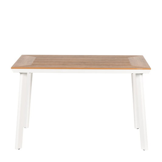 Τραπέζι Κήπου ArteLibre EPUPA Λευκό/Καρυδί Αλουμίνιο/Ξύλο 120x80x73cm - Hippiehome.gr