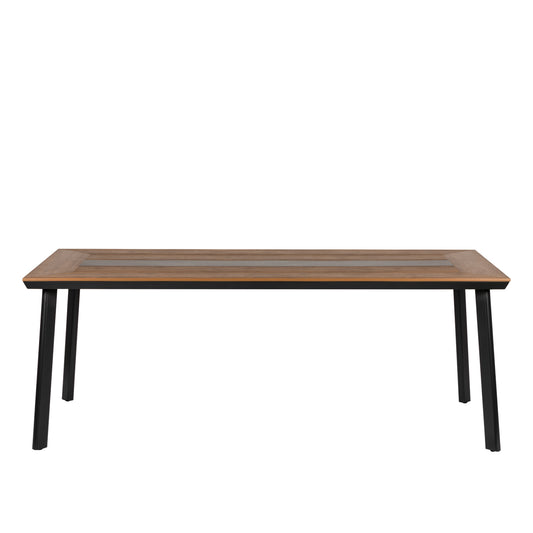 Τραπέζι Κήπου ArteLibre RUACANA Μαύρο/Καρυδί Αλουμίνιο/Ξύλο 200x90x73cm - Hippiehome.gr