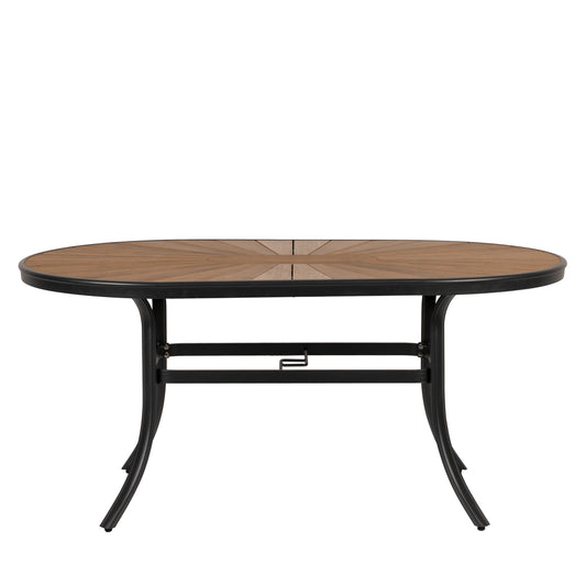 Τραπέζι Κήπου ArteLibre RUSUMO Μαύρο/Καρυδί Αλουμίνιο/Ξύλο 150x90x73cm - Hippiehome.gr