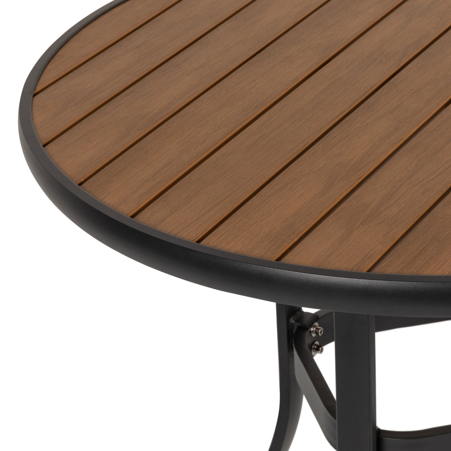 Τραπέζι Κήπου ArteLibre SANAAG Μαύρο/Καρυδί Αλουμίνιο/Ξύλο Φ80x73cm - Hippiehome.gr