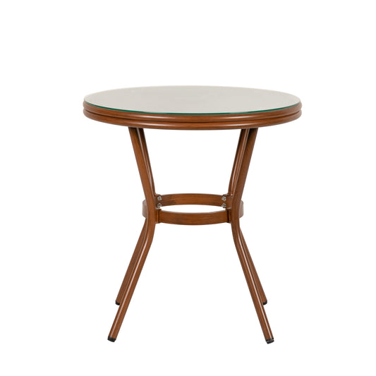 Τραπέζι Κήπου ArteLibre BURUNDI Μπαμπού Αλουμίνιο/Γυαλί Φ70x72cm - Hippiehome.gr