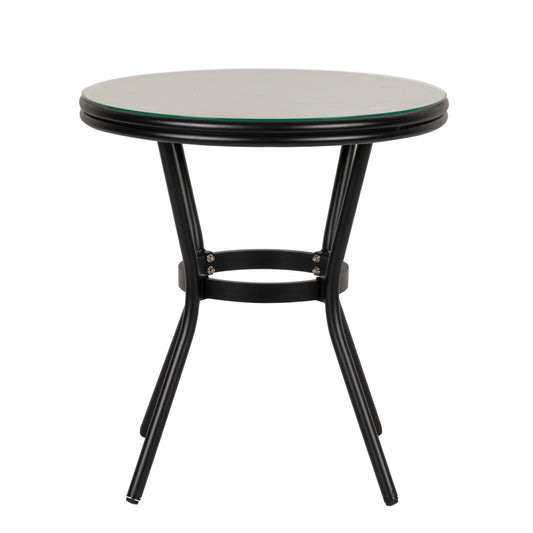 Τραπέζι Κήπου ArteLibre BURUNDI Μαύρο Αλουμίνιο/Γυαλί Φ70x72cm - Hippiehome.gr