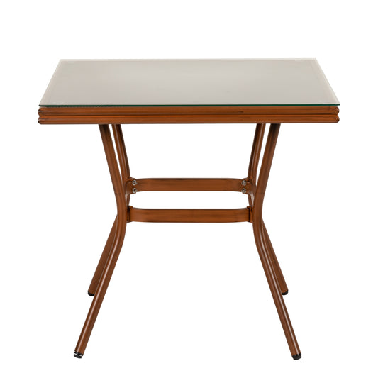 Τραπέζι Κήπου ArteLibre ANGOLA Μπαμπού Αλουμίνιο/Γυαλί 80x80x75cm - Hippiehome.gr