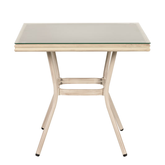 Τραπέζι Κήπου ArteLibre ANGOLA Λευκό Αντικέ Αλουμίνιο/Γυαλί 80x80x75cm - Hippiehome.gr